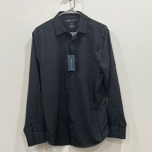 Perry Ellis Men's Dark Gray Pinstripe Shirt